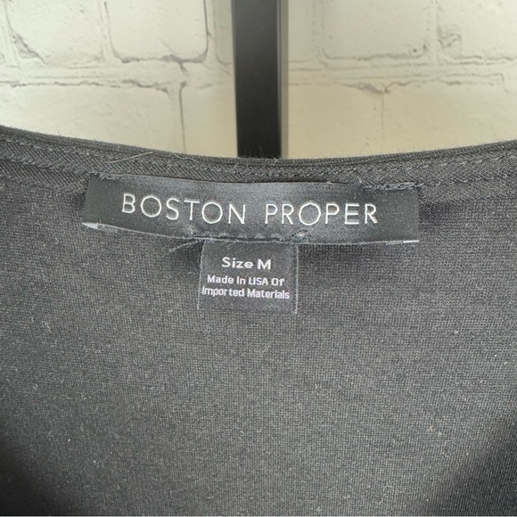 Boston Proper V-Neck Black Form Fitting 3/4 Length Sleeve Dress Size Medium - Picture 3 of 7
